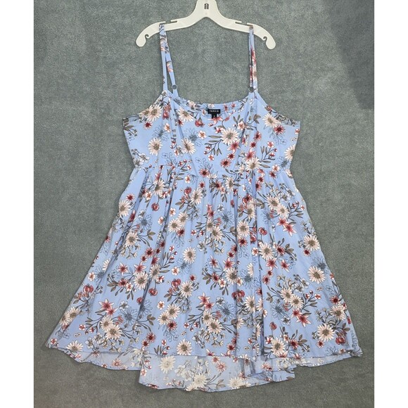 Torrid Dresses & Skirts - Torrid Dress Womens 3X Blue Sleeveless Babydoll Floral Colorful Summer Beachy